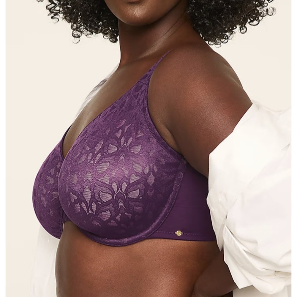 NWT Cacique Smart Lift Unlined Full Coverage Bra Purple Lace Size‎ 44DDD 44F